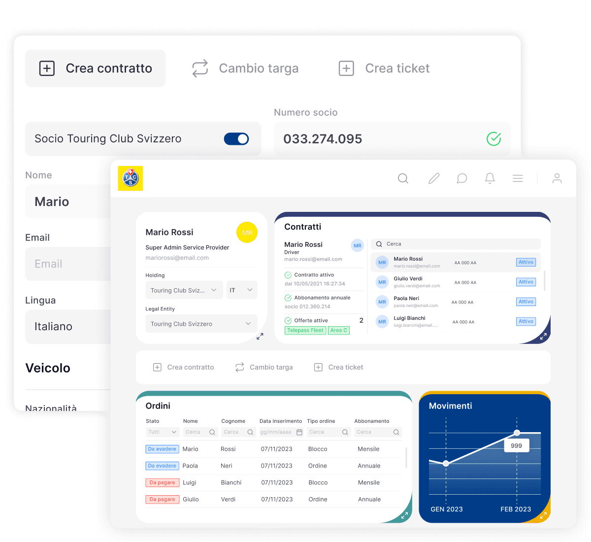 preview portale dashboard e creazione contratto